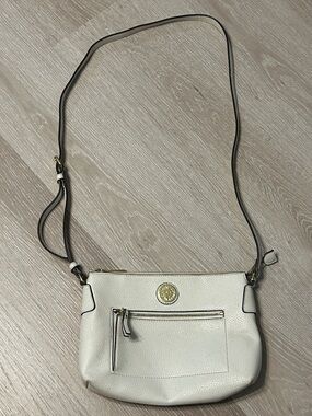 Anne Klein Faux Leather Crossbody Bag with Gold Emblem